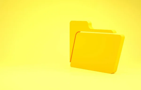 Žlutá ikona složky dokumentu izolovaná na žlutém pozadí. Symbol účetního pořadače. Vedení účetnictví. Minimalismus. 3D ilustrace 3D vykreslení — Stock fotografie