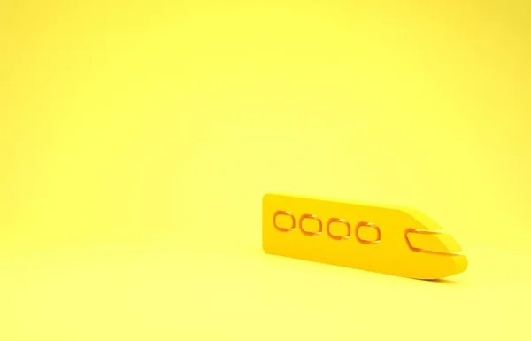 Icono del Tren Amarillo aislado sobre fondo amarillo. Símbolo de transporte público. Transporte en tren subterráneo. Metro subterráneo. Concepto minimalista. 3D ilustración 3D render —  Fotos de Stock