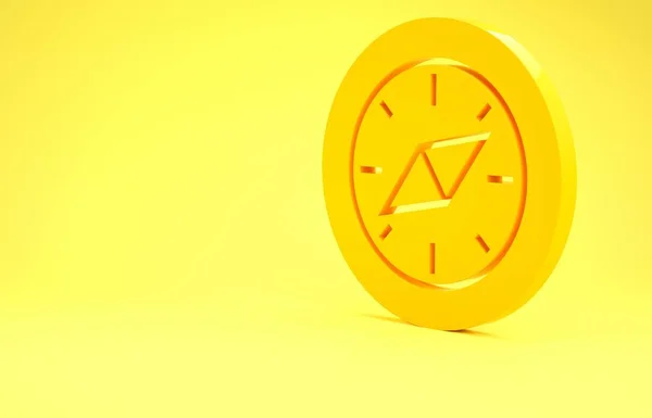 Icono de brújula amarilla aislado sobre fondo amarillo. Windrose símbolo de navegación. Signo de rosa de viento. Concepto minimalista. 3D ilustración 3D render — Foto de Stock