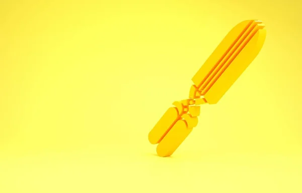 Forbici da giardinaggio gialle fatte a mano per rifilare l'icona isolata su sfondo giallo. Cesoie per potatura con manici in legno. Concetto minimalista. Illustrazione 3d rendering 3D — Foto Stock