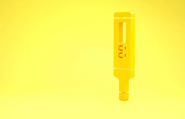 Thermomètre numérique médical jaune pour icône d'examen médical isolé sur fond jaune. Concept de minimalisme. Illustration 3D rendu 3D — Photo