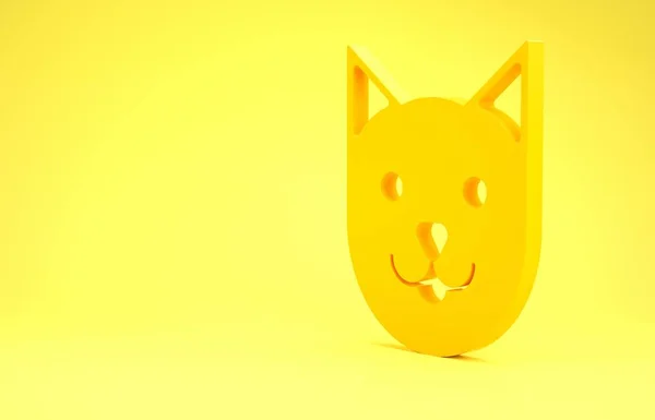 Ícone de gato amarelo isolado no fundo amarelo. Conceito de minimalismo. 3D ilustração 3D render — Fotografia de Stock