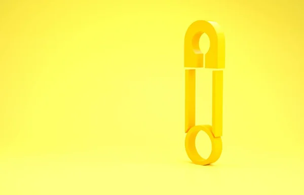 Icône de sécurité en acier fermée jaune classique isolée sur fond jaune. Concept de minimalisme. Illustration 3D rendu 3D — Photo