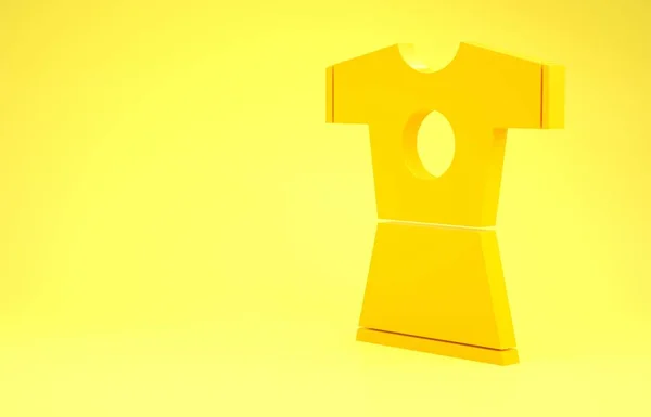 Yellow Woman dress icon isolated on yellow background. Clothes sign. Minimalism concept. 3d illustration 3D render