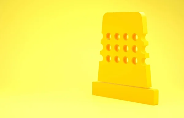 Dedal amarelo para costurar ícone isolado no fundo amarelo. Conceito de minimalismo. 3D ilustração 3D render — Fotografia de Stock