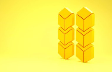 Sarı Blockchain teknolojisi ikonu sarı arkaplanda izole edildi. Kripto para birimi verileri. Soyut geometrik blok zincir ağ teknolojisi işi. Minimalizm kavramı. 3d illüstrasyon 3d canlandırma