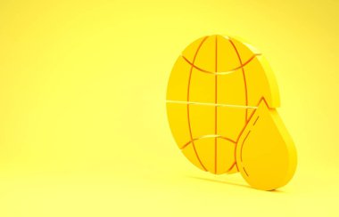 Sarı bal peteği dünya haritası sarı arkaplanda izole edilmiş. Dünya arısı günü. Ekolojik olay kavramı. Minimalizm kavramı. 3d illüstrasyon 3d canlandırma