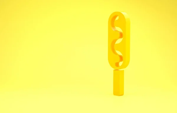 Icono de perro de maíz amarillo aislado sobre fondo amarillo. Comida rápida tradicional americana. Concepto minimalista. 3D ilustración 3D render —  Fotos de Stock
