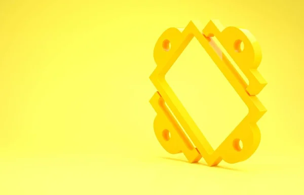 Icône Ticket jaune isolée sur fond jaune. Parc d'attractions. Concept de minimalisme. Illustration 3D rendu 3D — Photo