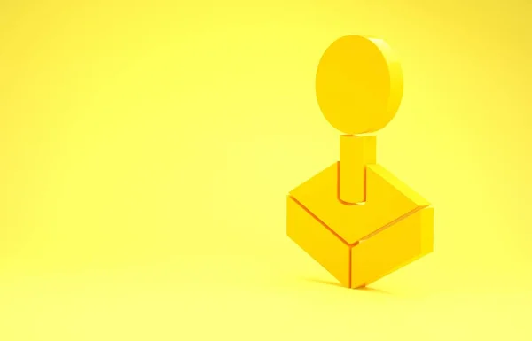 Жовтий джойстик для значка аркадної машини ізольовано на жовтому тлі. Джойстик геймпад. Концепція мінімалізму. 3D ілюстрація 3D рендеринга — стокове фото