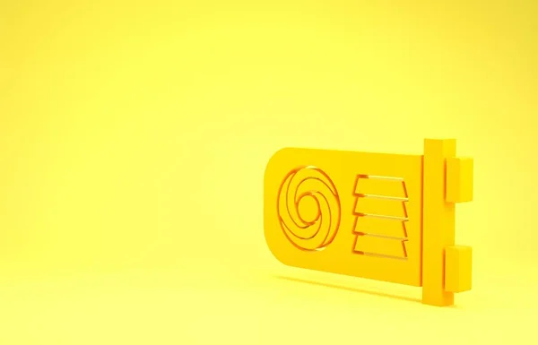 Yellow Mining farm icon isolated on yellow background. Cryptocurrency mining, blockchain technology, bitcoin, digital money market, wallet. Minimalism concept. 3d illustration 3D render