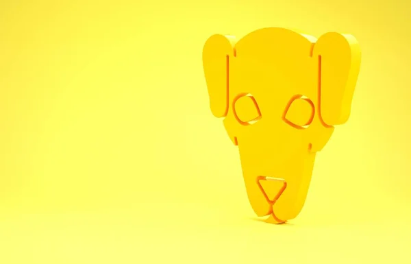 Icona del cane da caccia giallo isolato su sfondo giallo. Concetto minimalista. Illustrazione 3d rendering 3D — Foto Stock