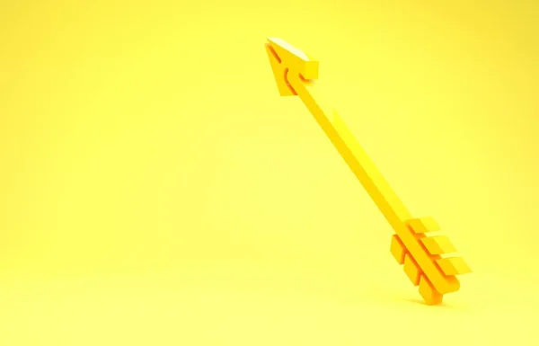 Желтый значок со стрелкой хипстера выделен на желтом фоне. Концепция минимализма. 3D-рендеринг — стоковое фото