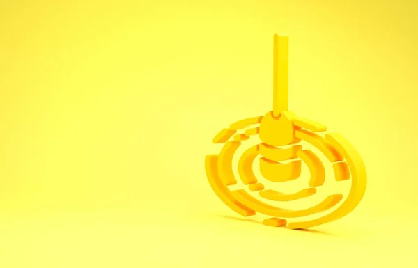 Amarelo flutuador Pesca em ícone de água isolado no fundo amarelo. Equipamento de pesca. Conceito de minimalismo. 3D ilustração 3D render — Fotografia de Stock