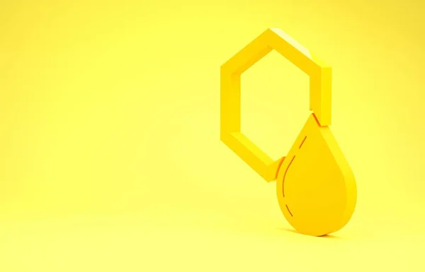 Жовтий значок медоносця ізольовано на жовтому тлі. Медові клітини символ. Солодка натуральна їжа. Концепція мінімалізму. 3D ілюстрація 3D рендеринга — стокове фото