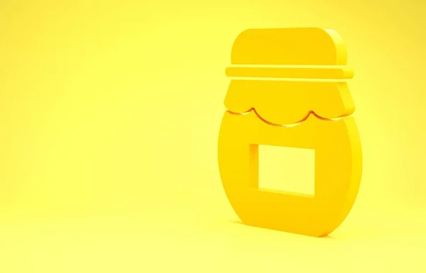 Gul burk med honung ikon isolerad på gul bakgrund. Livsmedelsbanken. Söt naturlig mat symbol. Minimalistiskt koncept. 3D-illustration 3D-återgivning — Stockfoto