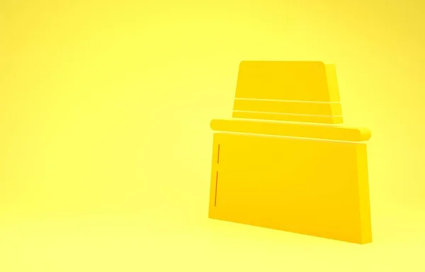 Apiculteur jaune avec icône de chapeau de protection isolé sur fond jaune. Uniforme de protection spéciale. Concept de minimalisme. Illustration 3D rendu 3D — Photo