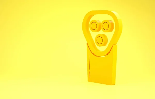 Yellow Electric razor blade for men icon isolated on yellow background. Electric shaver. Minimalism concept. 3d illustration 3D render — Stock Photo, Image