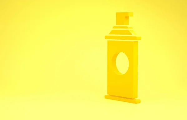 Icône de mousse gel à raser jaune isolée sur fond jaune. Crème à raser. Concept de minimalisme. Illustration 3D rendu 3D — Photo