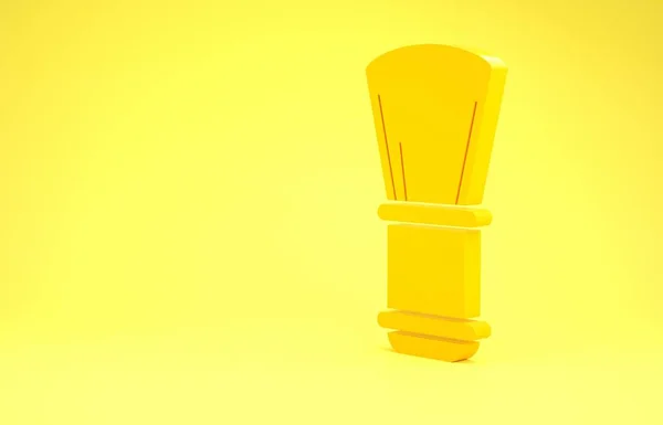 Yellow Shaving brush icon isolated on yellow background. Barbershop symbol. Minimalism concept. 3d illustration 3D render — 스톡 사진