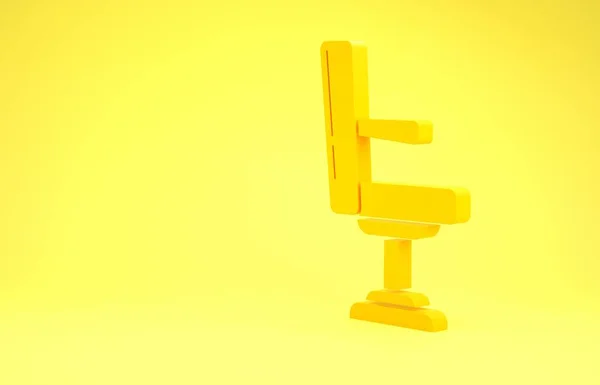 Yellow Barbershop chair icon isolated on yellow background. Barber armchair sign. Minimalism concept. 3d illustration 3D render — ストック写真