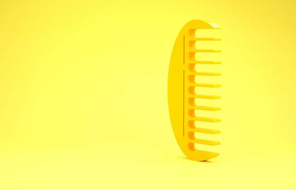Ikon sikat rambut kuning terisolasi pada latar belakang kuning. Tanda rambut sisir. Simbol tukang cukur. Konsep minimalisme. Tampilan 3D ilustrasi 3d — Stok Foto