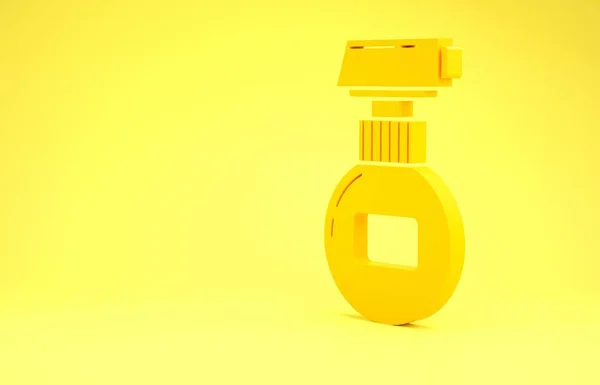 Amarelo Creme ou loção ícone tubo cosmético isolado no fundo amarelo. Produtos de cuidados com o corpo para homens. Conceito de minimalismo. 3D ilustração 3D render — Fotografia de Stock