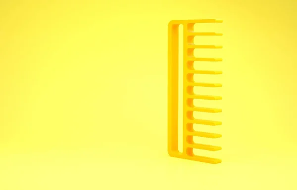 Ícone de escova de cabelo amarelo isolado no fundo amarelo. Pente o sinal do cabelo. Símbolo de barbeiro. Conceito de minimalismo. 3D ilustração 3D render — Fotografia de Stock