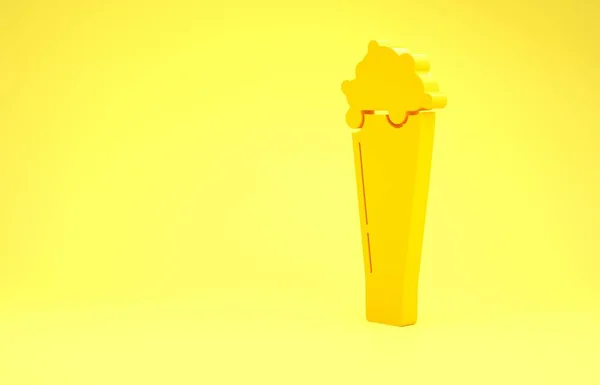 Vidro amarelo de ícone de cerveja isolado no fundo amarelo. Conceito de minimalismo. 3D ilustração 3D render — Fotografia de Stock