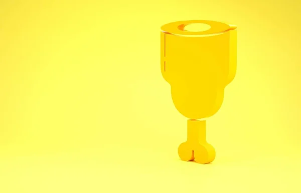 Ícone de perna de frango amarelo isolado no fundo amarelo. Batom de galinha. Conceito de minimalismo. 3D ilustração 3D render — Fotografia de Stock