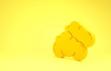 Sarı Bulut simgesi sarı arkaplanda izole edildi. Minimalizm kavramı. 3d illüstrasyon 3B canlandırma