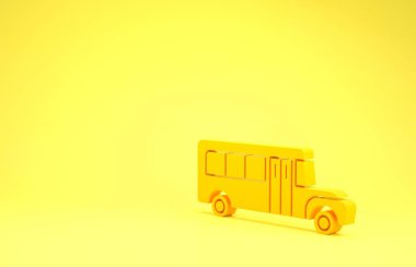 Sarı arka planda sarı okul servisi simgesi izole edildi. Toplu taşıma sembolü. Minimalizm kavramı. 3d illüstrasyon 3d canlandırma