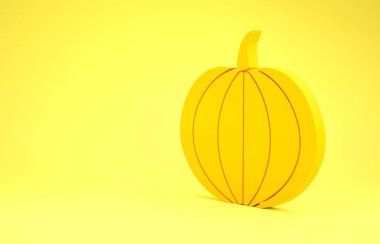Yellow Pumpkin icon isolated on yellow background. Happy Halloween party. Minimalism concept. 3d illustration 3D render