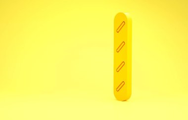 Sarı baget ekmeği ikonu sarı arka planda izole edilmiş. Minimalizm kavramı. 3d illüstrasyon 3B canlandırma