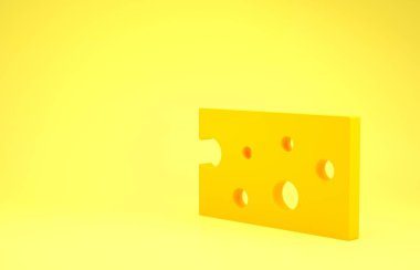 Yellow Cheese icon isolated on yellow background. Minimalism concept. 3d illustration 3D render