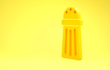 Yellow Salt icon isolated on yellow background. Cooking spices. Minimalism concept. 3d illustration 3D render