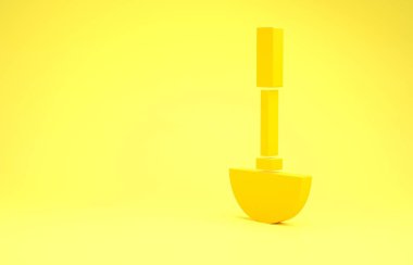 Yellow Kitchen ladle icon isolated on yellow background. Cooking utensil. Cutlery spoon sign. Minimalism concept. 3d illustration 3D render