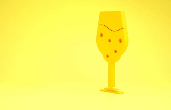 Sarı arka planda izole edilmiş sarı bardak bira ikonu. Minimalizm kavramı. 3d illüstrasyon 3d canlandırma — Stok fotoğraf