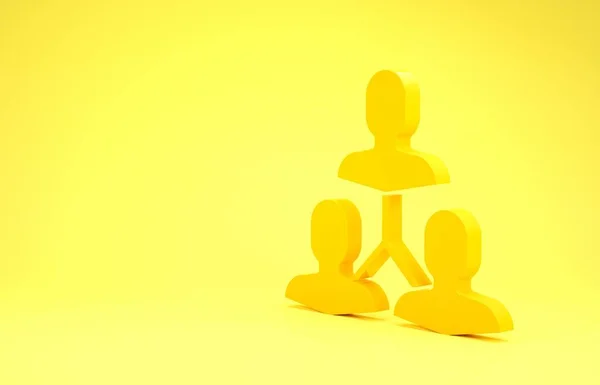Yellow Project team base icon isolated on yellow background. Business analysis and planning, consulting, team work, project management. Minimalism concept. 3d illustration 3D render