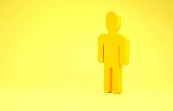 Amarelo Usuário do homem no ícone de terno de negócios isolado no fundo amarelo. Business avatar símbolo ícone de perfil de usuário. Sinal de utilizador masculino. Conceito de minimalismo. 3D ilustração 3D render — Fotografia de Stock