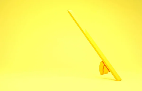 Icono de tabla de surf amarillo aislado sobre fondo amarillo. Tabla de surf. Deporte extremo. Equipamiento deportivo. Concepto minimalista. 3D ilustración 3D render —  Fotos de Stock