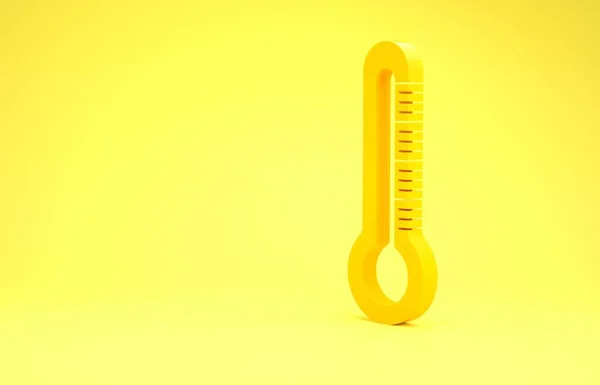 Gul termometer ikon isolerad på gul bakgrund. Minimalistiskt koncept. 3D-illustration 3D-återgivning — Stockfoto