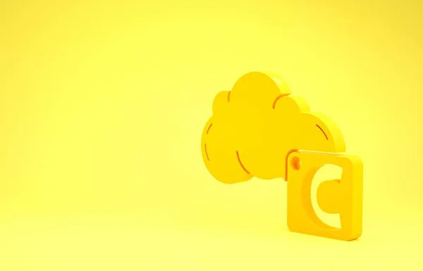 Icono Celsius amarillo y nube aislado sobre fondo amarillo. Concepto minimalista. 3D ilustración 3D render — Foto de Stock