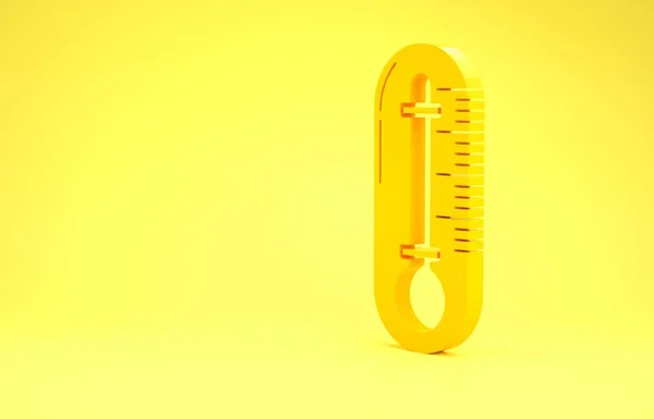 Icono del termómetro amarillo aislado sobre fondo amarillo. Concepto minimalista. 3D ilustración 3D render — Foto de Stock