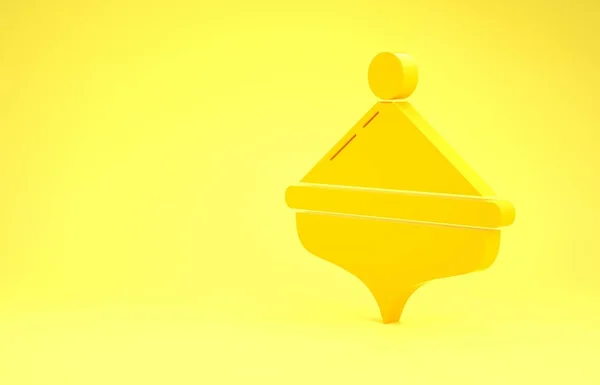 노란 배경에 고립 된 노란 하누카 드레데들 아이콘. 미니멀리즘의 개념입니다. 3d 삽화 3D 렌더링 — 스톡 사진