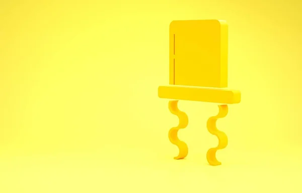 Cappello ebreo ortodosso giallo con icona sidelocks isolato su sfondo giallo. Uomini ebrei in abiti tradizionali. Simboli ebraici. Concetto minimalista. Illustrazione 3d rendering 3D — Foto Stock