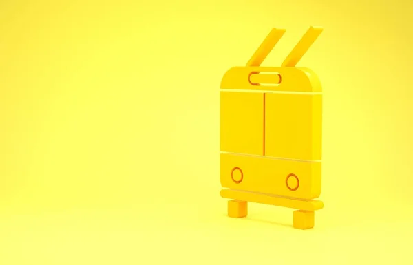 Ícone amarelo Trolleybus isolado no fundo amarelo. Símbolo de transporte público. Conceito de minimalismo. 3D ilustração 3D render — Fotografia de Stock