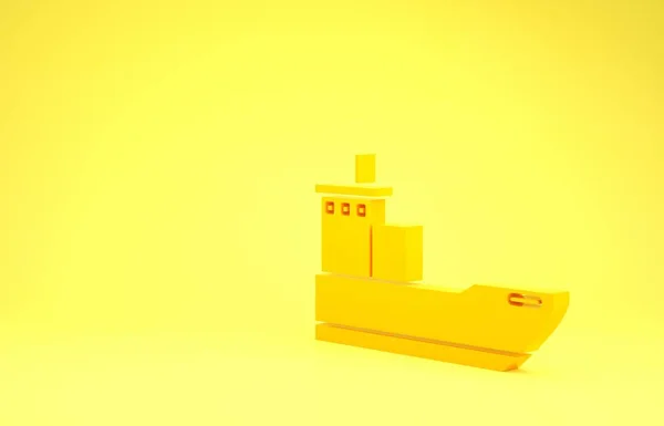 Icône du cargo jaune isolée sur fond jaune. Concept de minimalisme. Illustration 3D rendu 3D — Photo