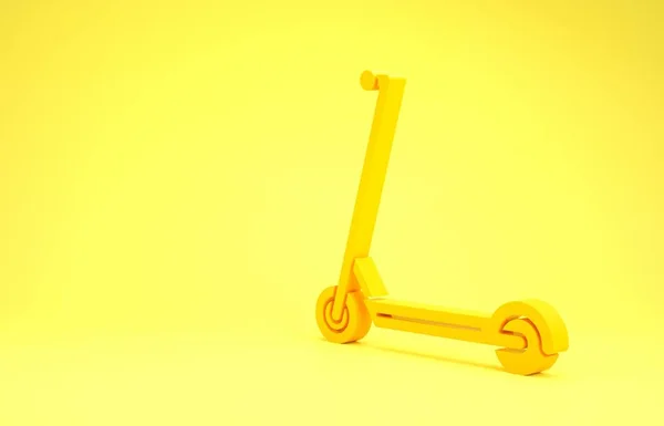 Κίτρινος Σκούτερ εικονίδιο απομονώνονται σε κίτρινο φόντο. Μινιμαλιστική έννοια. 3d απεικόνιση 3D καθιστούν — Φωτογραφία Αρχείου