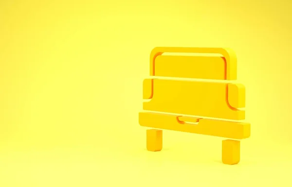 Жовтий пікап значок вантажівки ізольований на жовтому тлі. Концепція мінімалізму. 3D ілюстрація 3D рендеринга — стокове фото